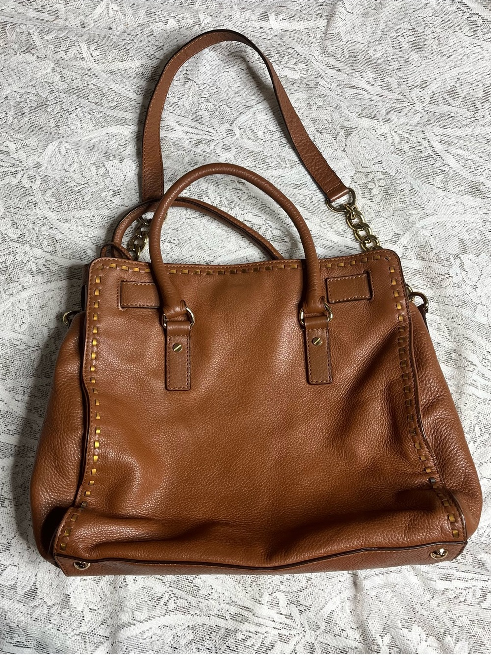 Michael Kors Hamilton Leather Handbag Tote Bag XL - Picture 8 of 16